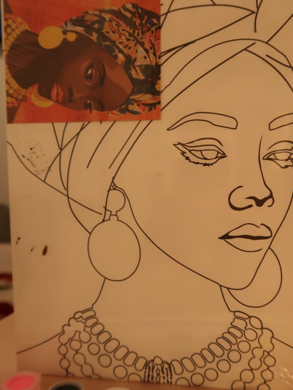 Afrocentric Woman Painting Artist Wall Art Board w/ Paint Brush & Palette